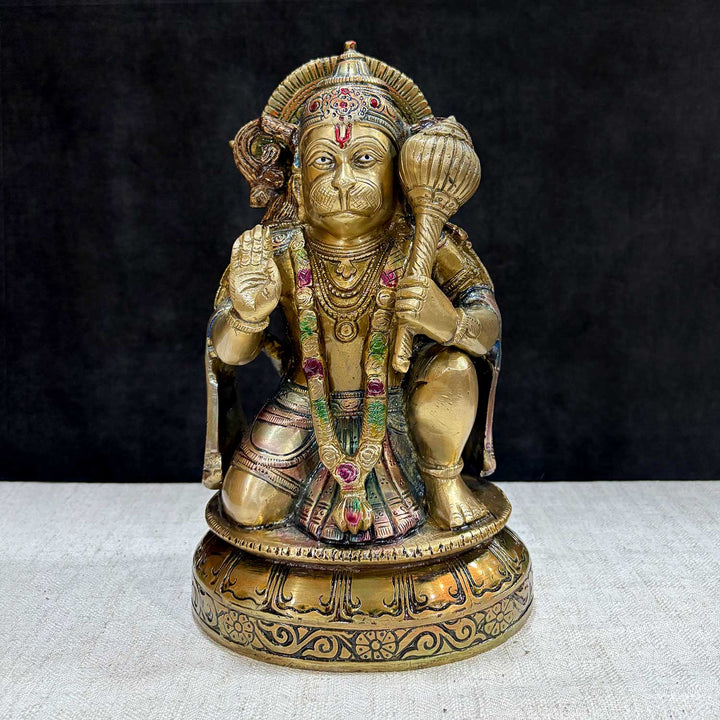 10.6 Inch Brass Hanuman Idol – A majestic brass statue of Lord Hanuman, symbolizing strength, courage, and devotion. Ideal for spiritual protection and enhancing faith in your home temple or altar. India’s Largest Pooja Accessories Brand – www.satvikworld.com
