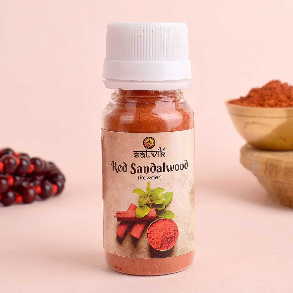 100% Original Andhra/Nellore Red Chandan Sandalwood Powder, rich in fragrance and texture, perfect for pooja rituals, spiritual practices, and skincare. India’s Largest Pooja Accessories Brand – www.satvikworld.com