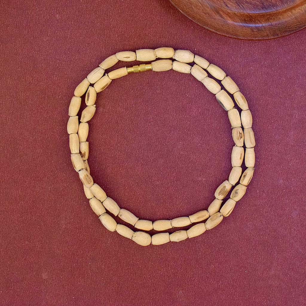 Original Certified 8mm Tulsi Kanthi Mala with Long Beads – Sacred wooden mala for spiritual chanting and daily devotion. India’s Largest Pooja Accessories Brand - www.satvikworld.com
