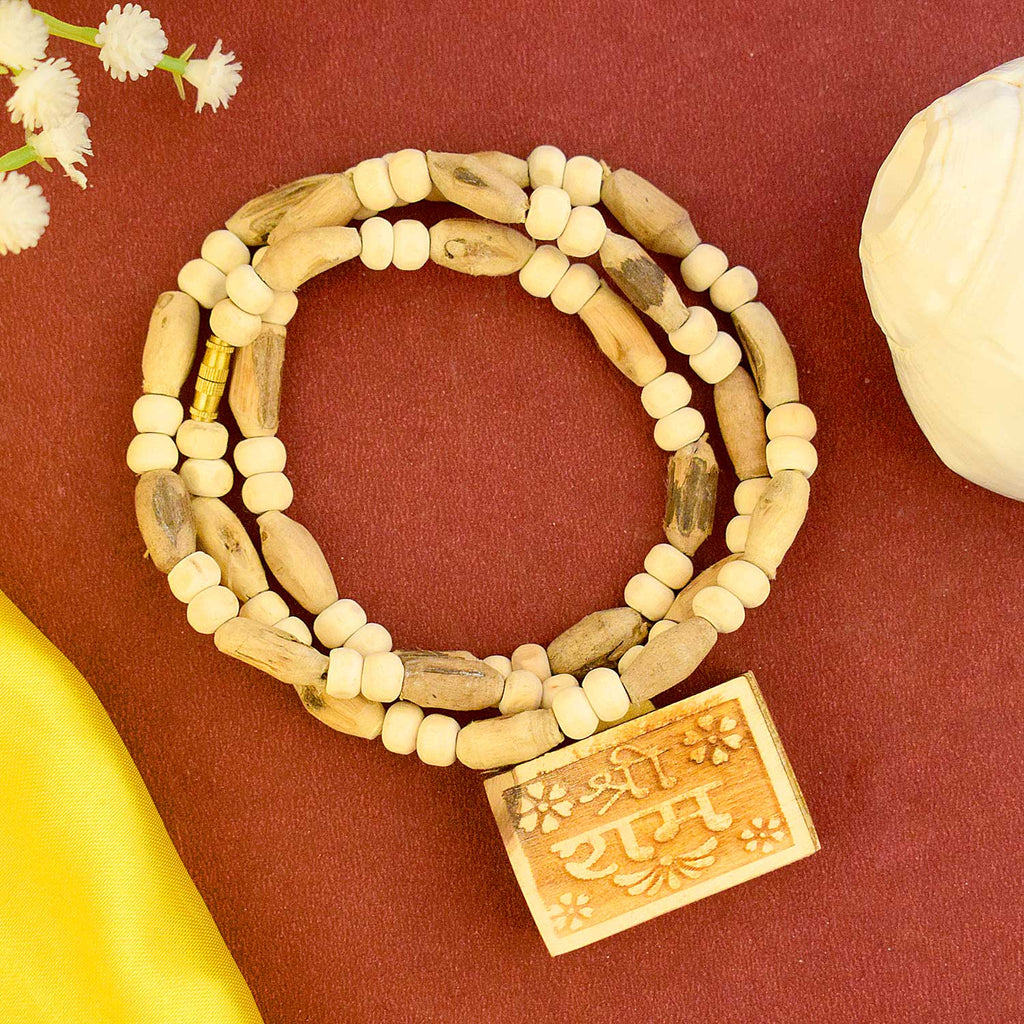 100% Original Tulsi Mala with Shri Ram Wooden Locket – Natural prayer beads for mantra chanting and divine connection. India’s Largest Brass Idols Brand - www.satvikworld.com