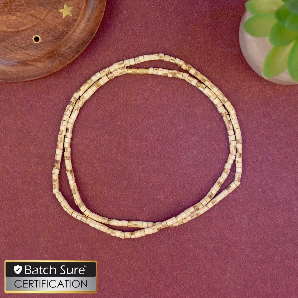 100% Pure 11-inch long Tulsi Kanthi Bead Jap Mala – traditional Hindu prayer necklace for chanting and spiritual practices. India’s Premium Jap Mala Store - www.satvikworld.com