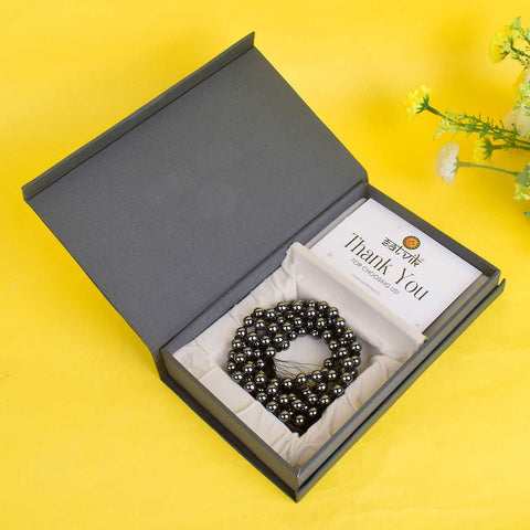 108 Beads Hematite Hakik Mala – A grounding and protective spiritual mala for meditation, focus, and energy balance. India’s Premium Hakik Jap Mala store - www.satvikworld.com