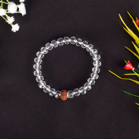 10 Mukhi Rudraksha Bracelet with Sphatik Crystal Beads for Protection and Spiritual Energy. India’s Largest Pooja Accessories Brand - www.satvikworld.com