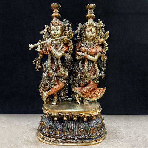 12 Inches Stunning Radha Krishna Brass Idol