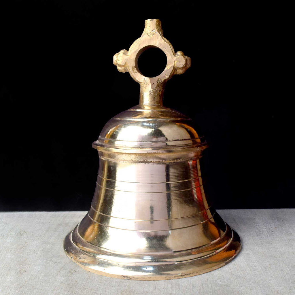 13.8 Inch Brass Temple Ghanta - Big Bell for Home Temple and Puja Rituals – A majestic brass bell perfect for temple or puja rituals, bringing divine sound and blessings into your home temple for a spiritually enriching experience. India’s Largest Pooja Accessories Brand – www.satvikworld.com