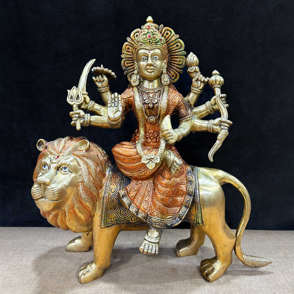 13 Inches Stunning Sherawali Mata Statue: A powerful and beautifully crafted idol of Goddess Durga, symbolizing strength and divine protection. Perfect for adorning your home temple or spiritual space, bringing peace and prosperity.
India’s Largest Pooja Accessories Brand – www.satvikworld.com