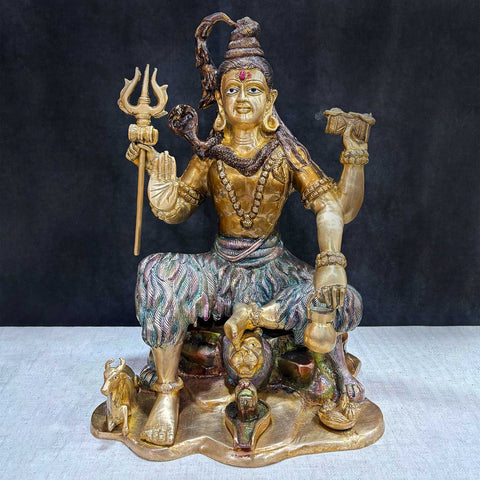 18.5 Inch Handcrafted Brass Statue of Lord Shiva – A beautifully handcrafted brass statue of Lord Shiva, showcasing intricate detailing and divine serenity. Perfect for temple décor, spiritual spaces, and adding elegance to your home. India’s Largest Pooja Accessories Brand – www.satvikworld.com