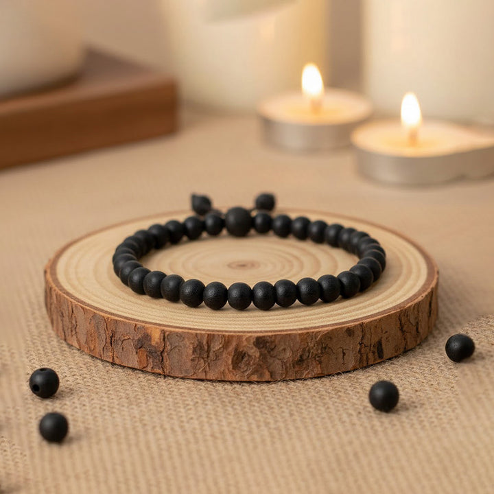 6 mm government certified Karungali bracelet with matt finish, designed for daily wear, spiritual protection, and positive energy. India’s Premium Jap Mala Store - www.satvikworld.com