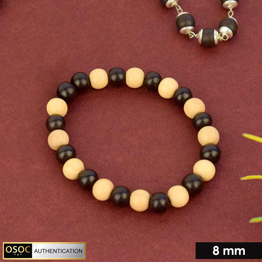 Govt. Certified Karungali (Ebony) & White Sandalwood Beads Bracelet – Spiritual Healing and Protection Jewelry. India’s Largest Pooja Accessories Brand - www.satvikworld.com