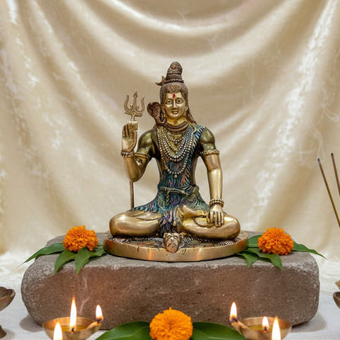 9.4 Inch Divine Brass Shiv Parivaar Idol, A Beautiful Representation of Lord Shiva, Goddess Parvati, and Their Divine Children, Lord Ganesha and Lord Kartikeya. Handcrafted in High-Quality Brass, This Statue Embodies Love, Devotion, and Family Unity, Making It a Perfect Addition to Your Home Temple or Sacred Space. Ideal for Worship, Pooja, and Spiritual Blessings. India’s Largest Pooja Accessories Brand – www.satvikworld.com