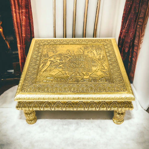 Cultural Grace: Meenakari Embossed Elephant Decorative Chowki