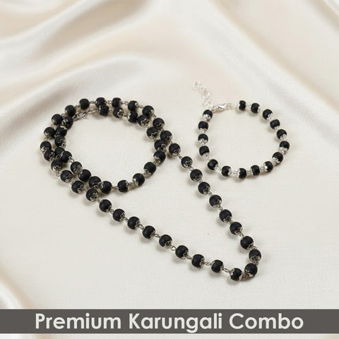 Silver Capping Karungali Mala & Bracelet Govt Certified Original