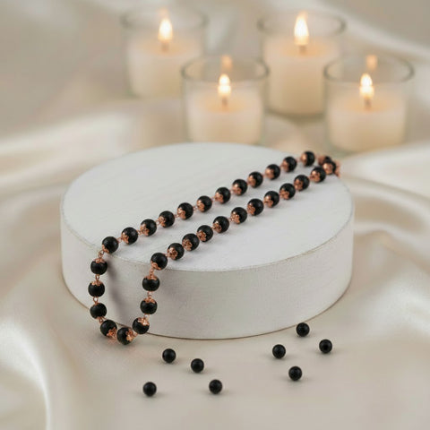 100% original and government certified 8mm Karungali mala with copper capping, ideal for meditation, spiritual protection, and positive energy. India’s Premium Jap Mala Store - www.satvikworld.com