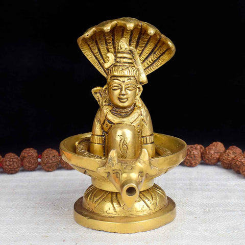 4.7 Inch Brass Shivalingam and Sheshnag Figurine for temple decor – India’s Largest Pooja Accessories Brand – www.satvikworld.com