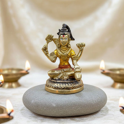 4 Inch Brass Chaturbhuj Shiva Ji Idol