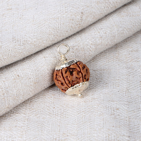 5 Mukhi Rudraksha Pendant with Silver Cap