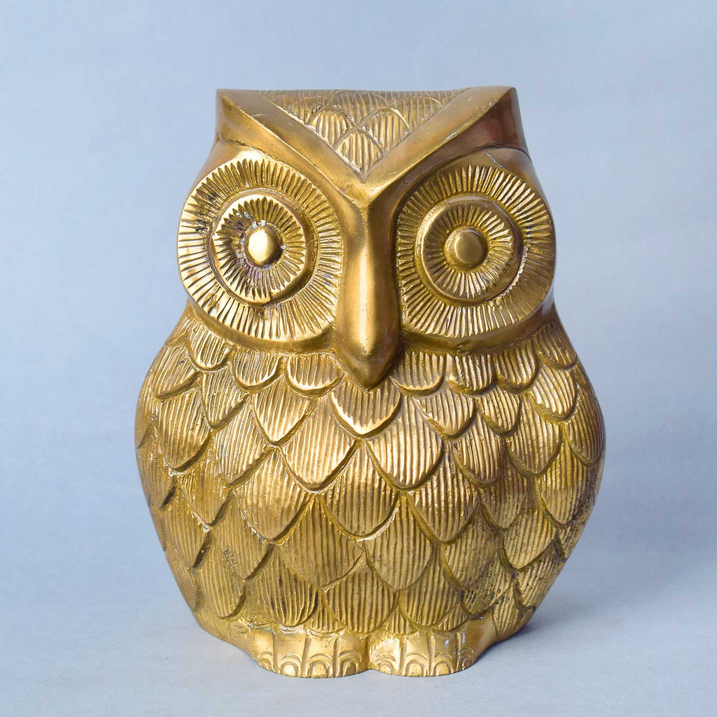 6.9 Inch Large Brass Engraved Owl (Lakshmi Vaahan) Statue – Handcrafted Brass Owl Statue, Engraved with Detailed Craftsmanship, Depicting the Sacred Vehicle (Vaahan) of Goddess Lakshmi. Perfect for Home, Temple, and Spiritual Decor, Ideal for Puja, Mandir Decoration, and Invoking Blessings of Wisdom, Prosperity, and Divine Knowledge | India’s Largest Pooja Accessories Brand – www.satvikworld.com