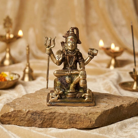 6 Inch Premium Brass Shiv Idol
