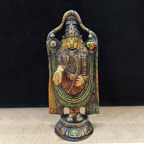 7.5 Inch Alluring Brass Tirupati Balaji Murti – Handcrafted Divine Idol for Temple Worship, Home Decor, and Spiritual Prosperity. No.1 Brass Idol Store www.satvikworld.com