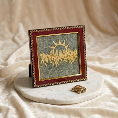 7 Horses Pyrite Frame and Golden Pyrite Tortoise Combo for Wealth and Prosperity for Home and Office India’s Largest Puja Accessories Brand- www.satvikworld.com