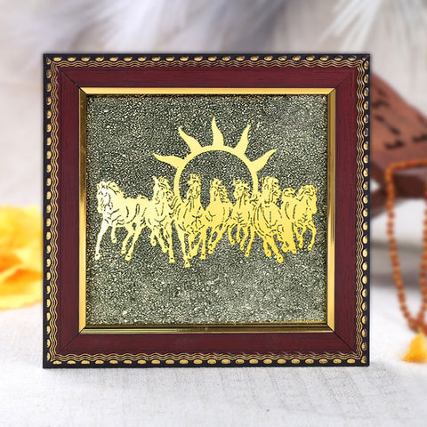 7 Horses on Raw Pyrite Frame