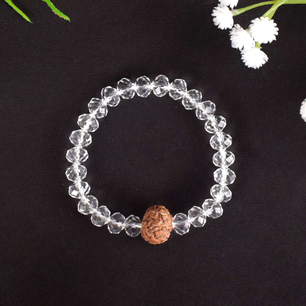 7 Mukhi Rudraksha Bracelet with Sphatik Crystal Beads for Wealth and Prosperity. India’s Largest Pooja Accessories Brand - www.satvikworld.com