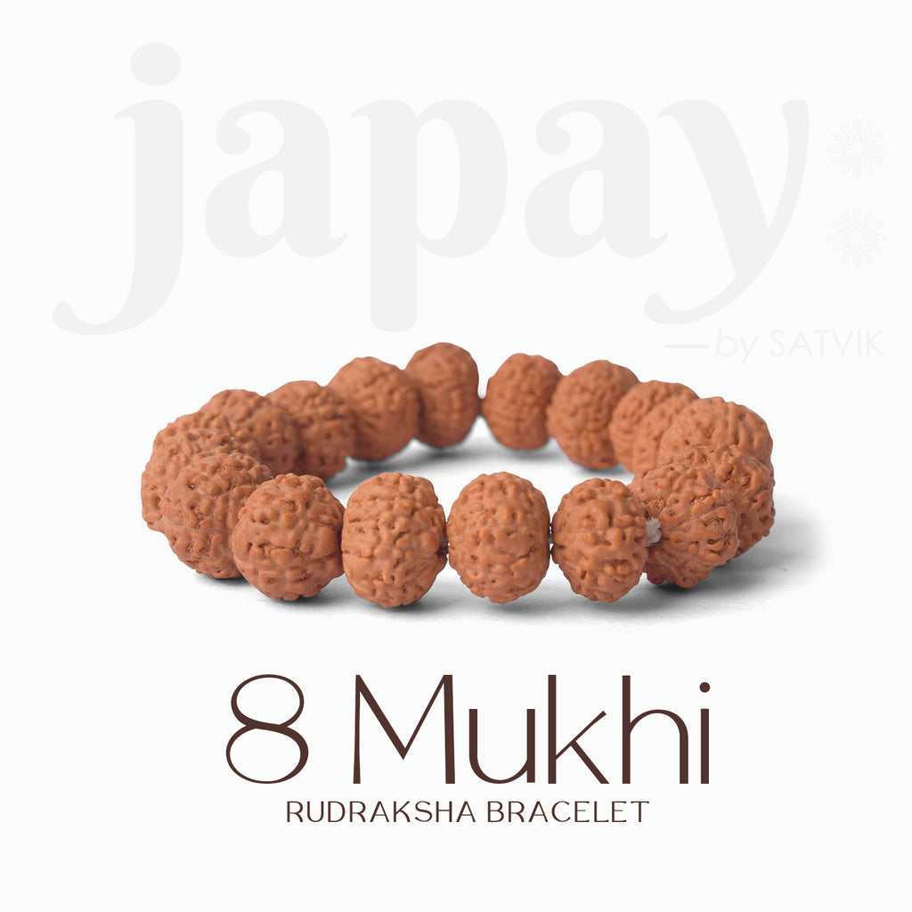 8 Mukhi Rudraksha Bracelet – Original Ganesha Beads for Wisdom, Clarity & Success. India’s Largest Pooja Accessories Brand - www.satvikworld.com