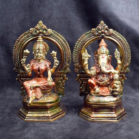 Beautiful handcrafted brass Lakshmi Ganesh idol for home temple and festive pooja. India’s Largest Brass Idols Brand - www.satvikworld.com