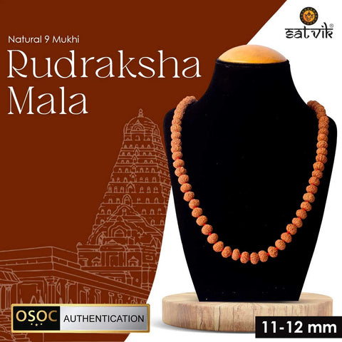 11-12mm 9 mukhi rudraksha mala