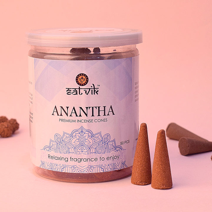 Anantha Incense Cone for Long-Lasting Aroma, Meditation, and Daily Puja Use. India’s Largest Pooja Accessories Brand – www.satvikworld.com
