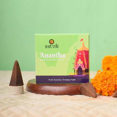 Anantha Pure Masala Incense Cones – Natural Handcrafted Dhoop for Meditation and Pooja. India’s Largest Pooja Accessories Brand - www.satviksworld.com
