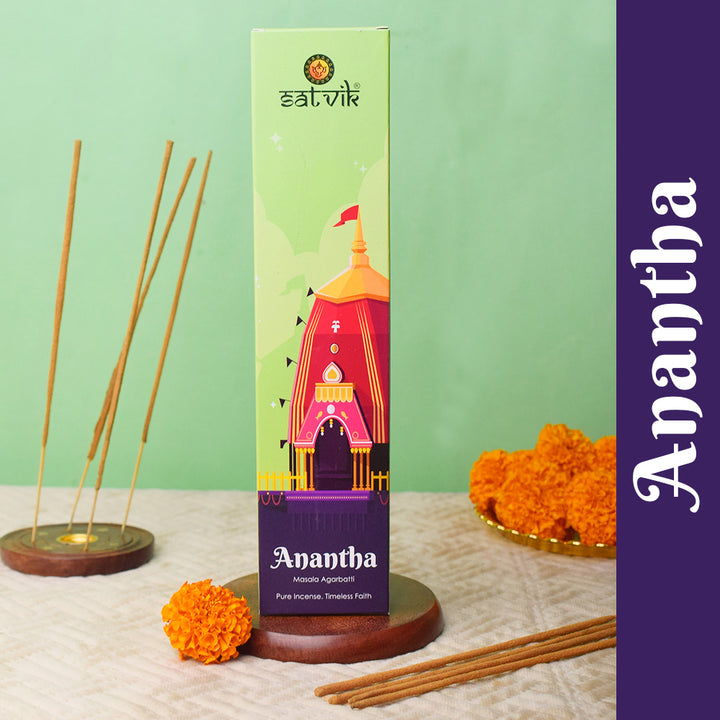 Anantha Pure Masala Incense Sticks pack for meditation, prayer, and soothing aroma. India’s Largest Pooja Accessories Brand - www.satvikworld.com