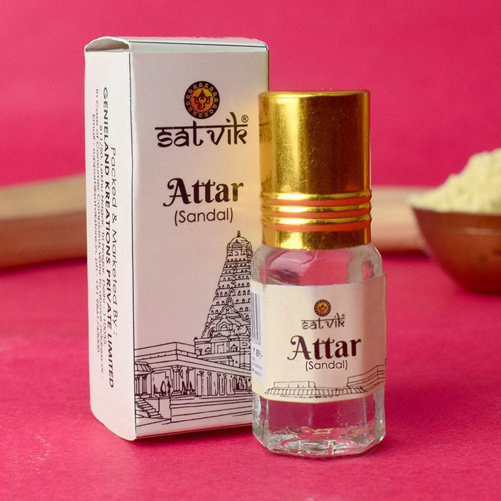 Attar perfume bottle designed for pooja rituals, perfect for offering fragrant scents during prayers and spiritual ceremonies. India’s Largest Pooja Accessories Brand – www.satvikworld.com