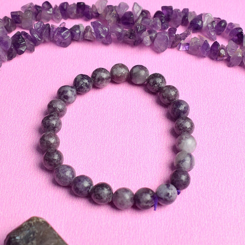 Authentic Lepidolite Crystal Bracelet for Reiki Healing 8MM – Natural Soothing Stone for Stress Relief and Emotional Balance. India’s Largest Pooja Accessories Brand – www.satvikworld.com
