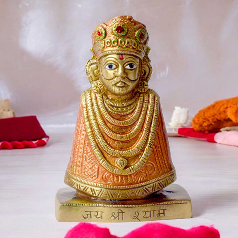6.3 Inch Khatu Shyam Idol – Exquisite Brass Statue of Lord Khatu Shyam, Symbolizing Divine Grace, Blessings, and Protection, Perfect for Temple, Home Decor, and Spiritual Worship, Intricately Crafted Idol for Puja and Mandir Decoration, Buy Khatu Shyam Statue Online, Affordable God Statue Prices | India’s Largest Pooja Accessories Brand – www.satvikworld.com