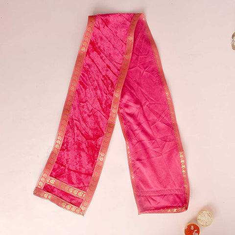 Beautiful Pink Angvastra/Patka/Duppata – 32-inch soft pink devotional cloth perfect for temple rituals, puja ceremonies, and spiritual attire.India’s Largest Pooja Accessories Brand – www.satvikworld.com