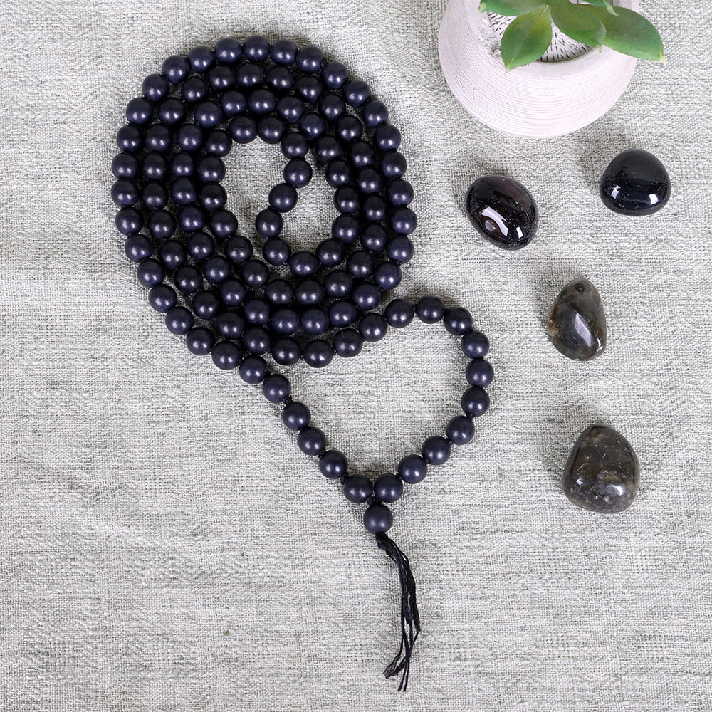 Black Hakik Jap Mala with Natural Tourmaline Beads for Protection and Healing. India’s Largest Pooja Accessories Brand – www.satvikworld.com