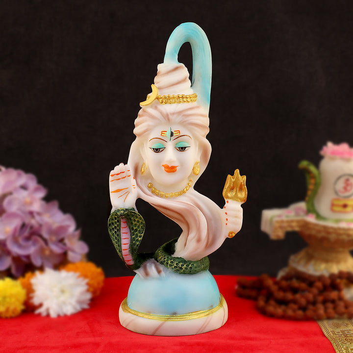 Resin Lord Shivganga statue depicting Lord Shiva with the Ganga descending from his hair, intricately designed to symbolize divine grace, purification, and spiritual flow. Ideal for worship or spiritual décor. India’s Largest Pooja Accessories Brand – www.satvikworld.com