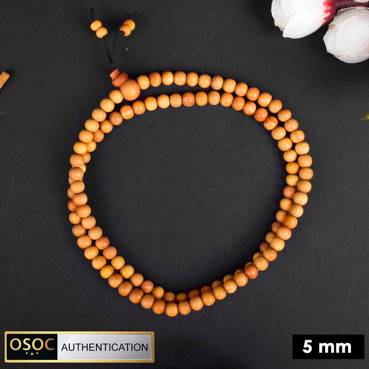 Certified 5mm 100% Original Mysore White Sandalwood Chandan Jap Mala. India’s Largest Pooja Accessories Brand - www.satvikworld.com