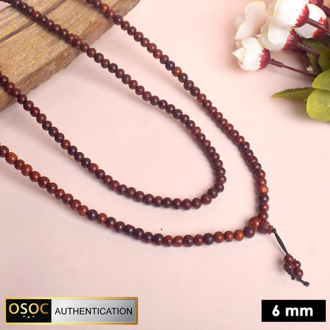 Certified 6mm 100% Original Authentic Red Sandalwood (Chandan) Jap Mala (Andhra Pradesh)