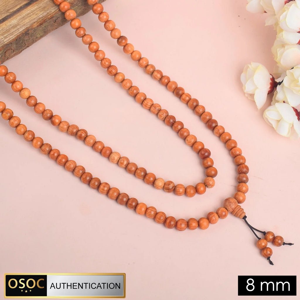 Certified 8mm Devdar Wood Japa Mala for Meditation and Pooja. India’s Largest Pooja Accessories Brand - www.satvikworld.com