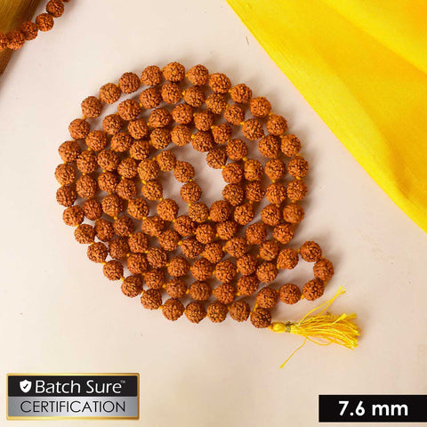 5 Mukhi Rudraksha Mala  Natural Brown 8mm Beads for Meditation