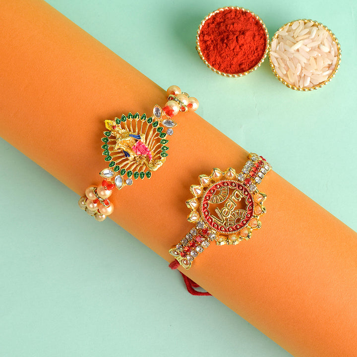 Set of 2 Traditional Rakhis for Brothers with Roli Chawal and Ram Sita Stickers – Raksha Bandhan Gift Pack. India’s Largest Pooja Accessories Brand - www.satvikworld.com