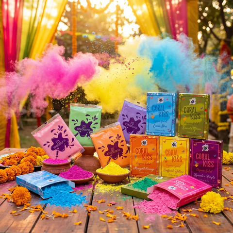 Coral Kiss 6 Pc Set of Skin Friendly Holi Colors