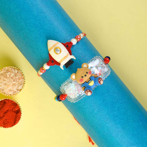 Set of 2 Cartoon-Themed Kids Rakhi with Roli Chawal and Ram Sita Stickers – Raksha Bandhan Gift Combo for Children. India’s Largest Pooja Accessories Brand - www.satvikworld.com