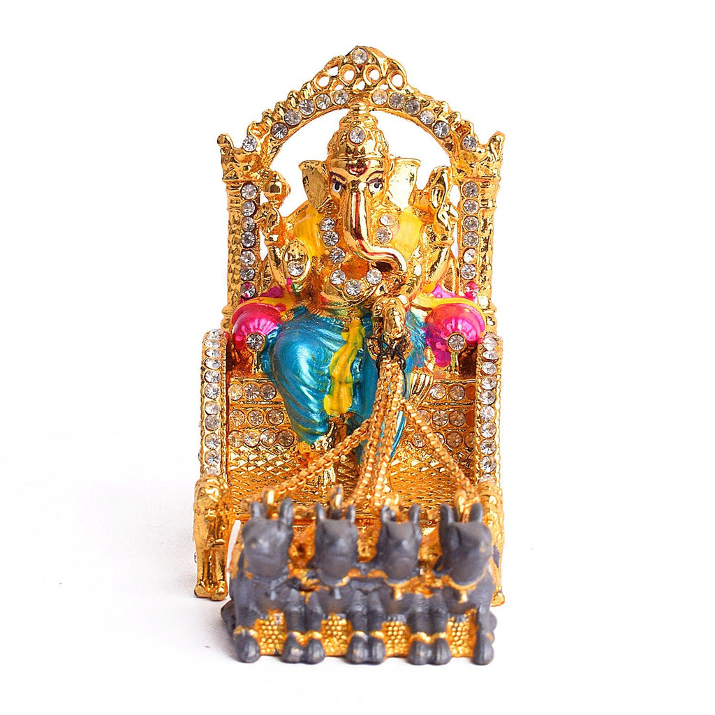 Metal Ganpati on Rath Statue Puja Store Online Pooja Items Online Puja Samagri Pooja Store near me www.satvikworld.com