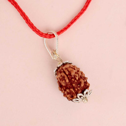 Certified 3 Mukhi Rudraksha Pendant with metal cap for strength and clarity. India’s Premium Rudraksha Jap Mala Store- www.satvikworld.com
