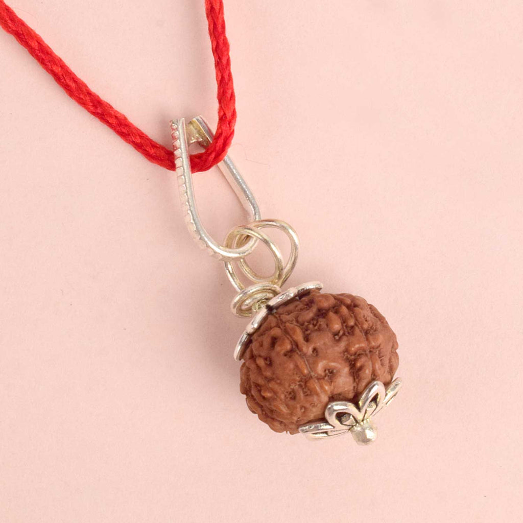 Certified 8 Mukhi Rudraksha Pendant with metal cap for clarity and protection. India’s Premium Rudraksha Jap Mala Store- www.satvikworldcom
