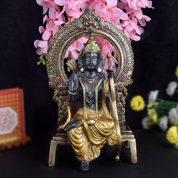 Brass Ram with Bow Idol in Sitting Pose – Divine Brass Statue of Lord Ram in a Calm Sitting Pose with Bow, Symbolizing Strength, Serenity, and Divine Protection, Perfect for Temple, Home Decor, and Spiritual Worship, Handcrafted with Intricate Detailing for a Sacred Touch, Ideal for Puja and Mandir Decoration, Buy Ram with Bow Idol Online, Affordable God Statue Prices | India’s Largest Pooja Accessories Brand – www.satvikworld.com