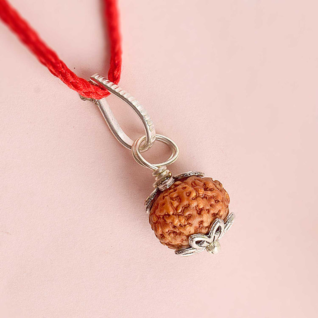 Certified 10 Mukhi Rudraksha Pendant with metal capping for peace and protection. India’s Premium Rudraksha Jap Mala Store- www.satvikworld.com
